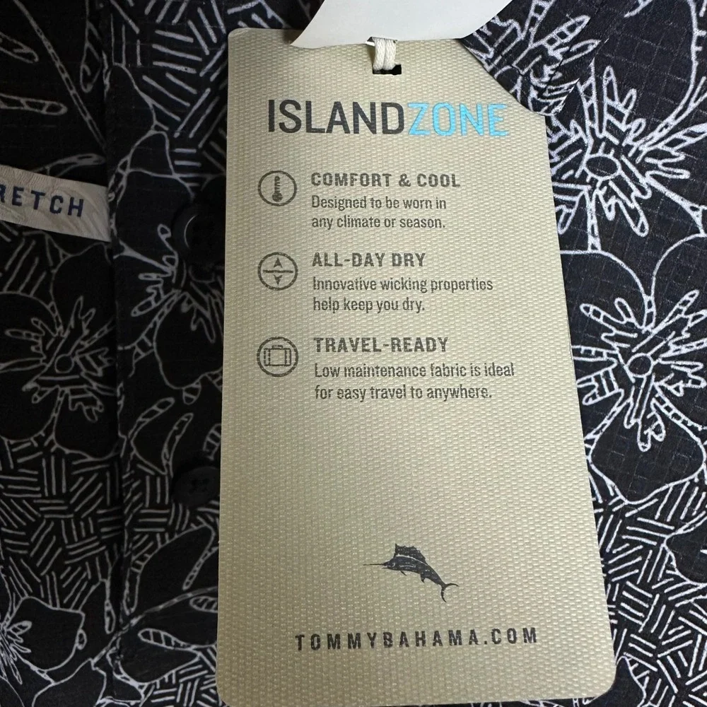 NEW Tommy Bahama Mens 3XLT IslandZone Bahama Coast Aloha Geo Black Shirt Comfort